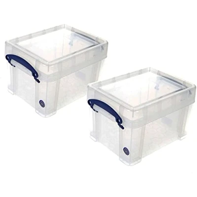 Image of Really Useaful Plastic Storage Boxes (Clear, 3 Litre Pack of 2)