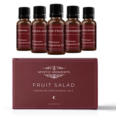 Image of Mystic Moments Fruit Salad Fragrance Oil Gift Starter Pack 5x10ml Strawberry, Green Apple, Banana, Kiwi Fruit, Tangerine Perfect as a