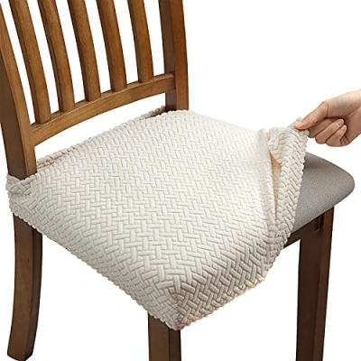 Image of Fuloon Super Fit Stretch Dining Chair Covers, Spandex Lattice Jacquard Removable Washable Slipcovers for Hotel Room Ceremony Banquet Wedding Party Décor