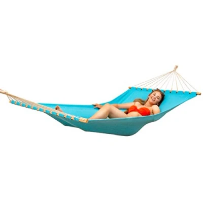 Image of AMANKA XXL double Hammock with wooden spreader bars 200x120cm for 2 people Blue