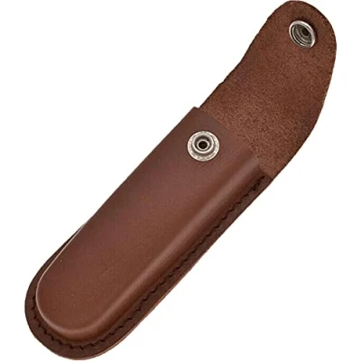 Image of Leather Knife Sheath Holder Folding Blade Pocket Storage Case with Snap Closure and Belt Loop Pouch