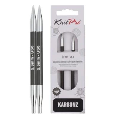 Image of KnitPro 5 mm Karbonz Interchangeable Normal Circular Needles, Black and Silver