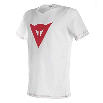 Image of Dainese Speed Demon T Shirt, Men&#039;s Short Sleeve, 100% Cotton Adult with Logo, Soft and Cool, Classic Style Motorbike White/Red
