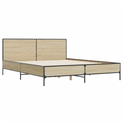 Image of vidaXL Bed Frame without Mattress Sonoma Oak 135x190 cm Double