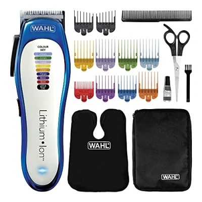 Image of Wahl Colour Pro Cordless Clipper, Lithium Head Shaver, Hair Men&#039;s Clippers With Coded Length Guides, Family Cuts, Professional Quality, Home Haircutting Kit