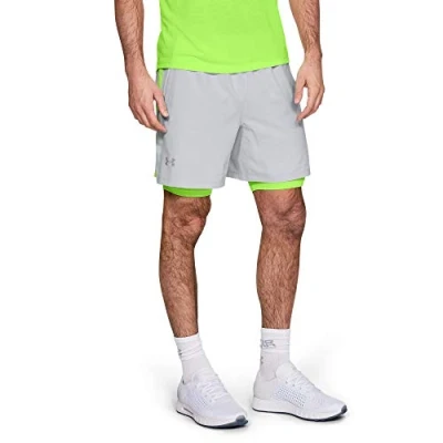 Image of Under Armour Men Launch Sw 2 in 1 Short Halo Gray/Lime Light/Reflective (014), Small