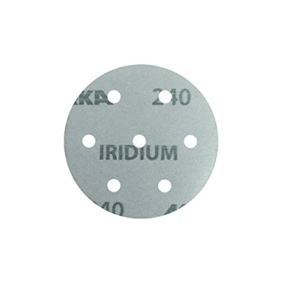 Image of Mirka Iridium Premium Sandpaper Ø 77mm 20H Grip Grit 240, 50 pcs / For sanding paint, putty, primer, wood, steel, mineral materials, plastic.