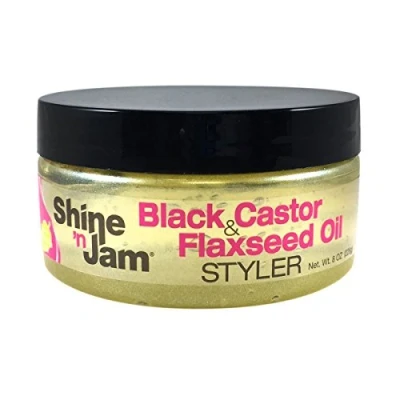 Image of Ampro Shine ’n Jam Black Castor &amp; Flaxseed Oil Styler 8oz (226g)