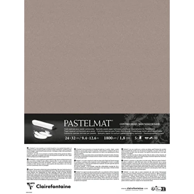 Image of Clairefontaine 796019C Laminated Paper Pastelmat 5 Sheets Special Card for Dry Pastels 24x32 cm 360g 1.8 mm Dark Gray