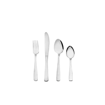 Image of Cutlery Set for 4 People, 16 Pieces Otto Koning Hannover Stainless Steel Flatware Ideal Daily Use. Silverware with Spoon Knife and Fork. Classic &amp; Simple Design
