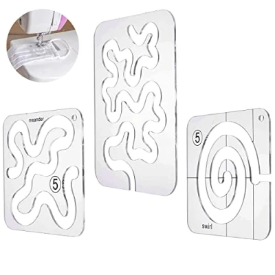 Image of DRERIO 3pcs Quilting Template Acrylic Ruler Free Motion Stencil Plastic Templates Transparent Sewing Set for DIY Patchwork Machines