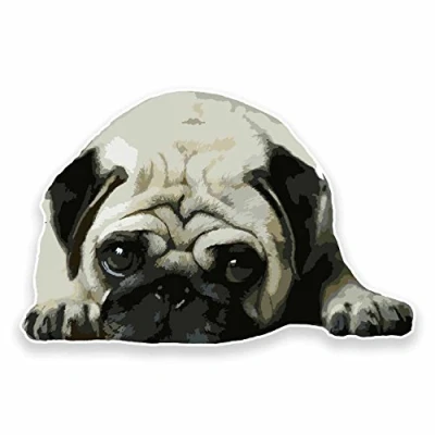 Image of 2 x 10cm Cute Pug Dog Sticker Decal Tablet Laptop Animal Fun #9556 (10cm Wide 6.5cm High)