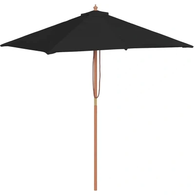 Image of vidaXL Garden Parasol with Wooden Pole Black 150x200 cm