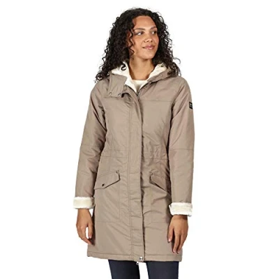 Image of Regatta Rimona Waterproof Breathable Taped Seams Insulated Lined Hooded Jacket Naturalstone, 12