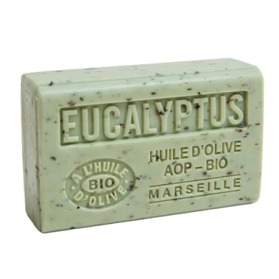 Image of Label Provence Nature Savon de Marseille French Soap Made With Pure Organic Olive Oil and Shea Butter Eucalyptus Fragrance 125 Gram Bar