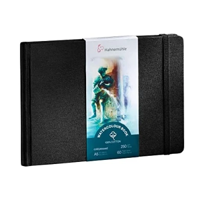 Image of Hahnemühle Watercolour Book 100% Cotton, 250 g/m², Matte, Surface Glued, 30 Sheets/60 Pages, (A5 Landscape Format)