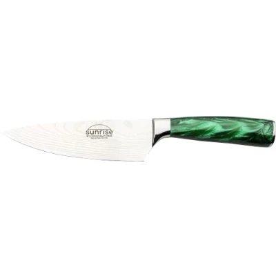 Image of Rockingham Forge Sunrise Collection 6&quot; Chef&#039;s Knife, Stainless Steel with Resin Handles, Emerald Green