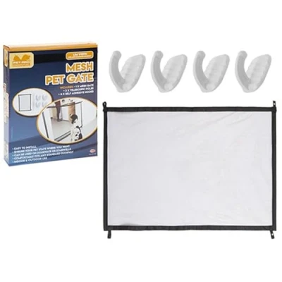 Image of PMS 879041 Portable Mesh Pet Gate: Ideal for Household Use, White, 7 Pieces, Magic Dog Gate Doorways, Stairs, Hallways, Indoors/Outdoors,Perfect Pets