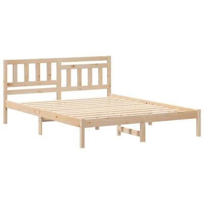 Image of With Headboard Brown 140 x 200 cm Solid pine wood Vidaxl
