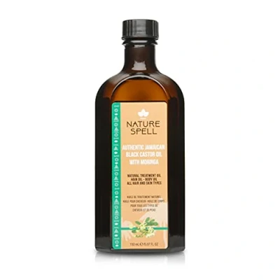Image of Nature Spell Authentic Jamaican Black Castor Oil with Moringa for Hair &amp; Body 150 ml Natural Growth Strengthen Roots