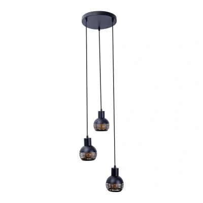 Image of Casco Cluster Pendant Ceiling Light Black 3xE27