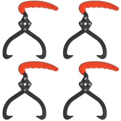 Image of vidaXL Carbon Steel Log Tongs with PVC Handle, Ergonomic Design, 50 kg Load Capacity, 30 cm Total Length, Ideal for Lifting and Stacking Logs