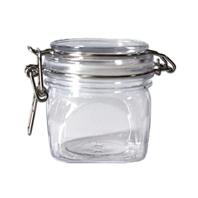 Image of YFairy Storage Jar, 220ML, Plastic, Square, Clip Top, Jar With Airtight Seal Lid, Kitchen Food Container, Tableware Preserving, Cosmetic Cream Organizer
