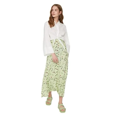 Image of Trendyol Women Young Maxi A line Regular Woven Modest Skirts Green