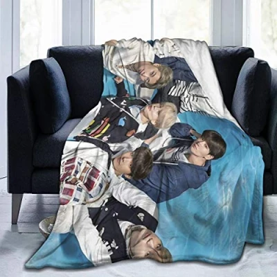 Image of GEHIYPA B T S Flannel Throw Blanket Ultra Soft Bedspread Microfiber Durable Home Decor Perfect for Couch Bed 60x50 inch