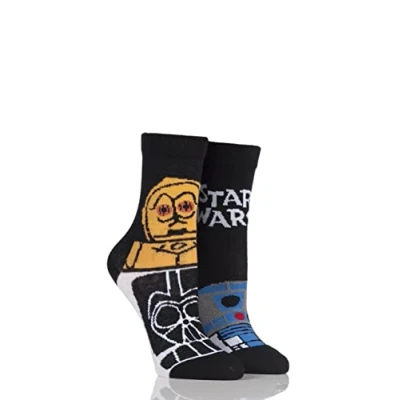 Image of 2 Pair Assorted Star Wars R2 D2 and C 3PO Socks Kids Unisex 6 8.5 (1 3 Years) Film &amp; TV Characters
