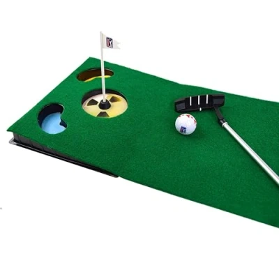 Image of PGA Tour 6ft Putting Mat with Collapsible Putter &amp; Alignment Guide Golf Ball, green