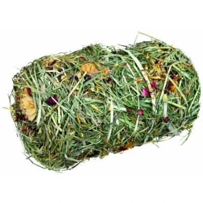 Image of Small Pet Treat Toy Hay Bale With Flowermix