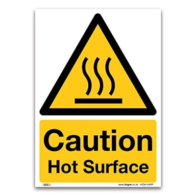 Image of Caution Hot surface Sign A5 1mm Rigid Plastic Temperature Warning Safety