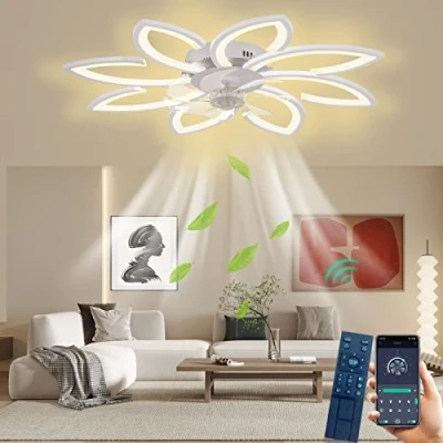 Image of Wildcat Ceiling Fans with Lights,90CM Modern LED Dimmable Light Fan and Remote Control, Quiet, Creative 8 Lights Design, for Bedroom, Kitchen, Dining Room