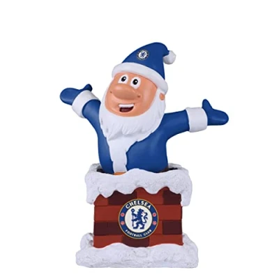 Image of FOCO Premier League Football Chelsea Fan Chimney Christmas Indoor Outdoor Ornament Bearded Gnome