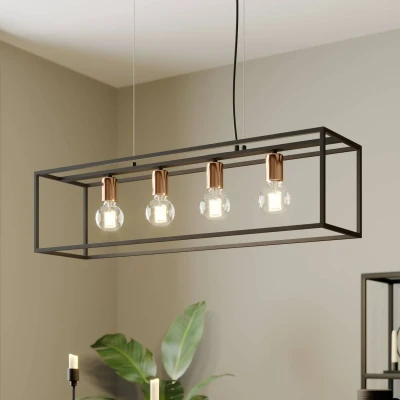 Image of Floki 4 Light Bar Pendant Ceiling Light, Black, Copper