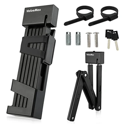 Image of ValueMax Folding Bike Lock Heavy Duty U with Keys 1m High Security for Bicycles, Motorcycles, Scooters, and Doors