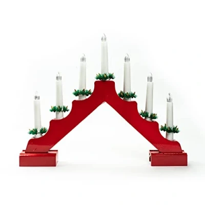 Image of Status Schwarz 7 Warm White LED Indoor Only Battery Operated Festive Candle Bridge