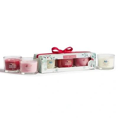 Image of Yankee Candle Gift Set 3 Scented Filled Votive Candles Snow Globe Wonderland Collection Perfect Gifts for Women