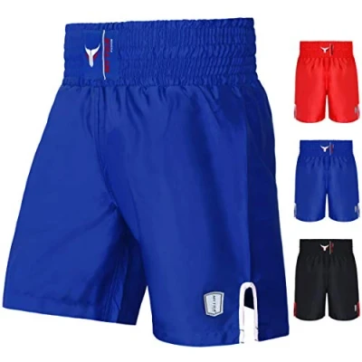 Image of Mytra Fusion Satin Boxing Shorts, MMA Combat Ring Training Shorts (Blue, Medium)