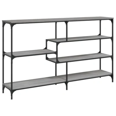 Image of vidaXL Industrial Console Table Grey Sonoma Engineered Wood with Storage, Adjustable Feet and Metal Frame