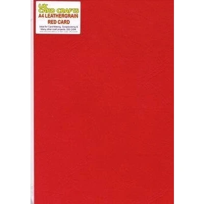 Image of A4 Red Embossed Leather Look 250gsm Card x 5 Sheets UKCC0234