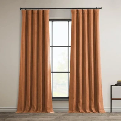 Image of HPD Half Price Drapes BOCH LN185 P Faux Linen Room Darkening Curtains for Bedroom (1 Panel), 50 X 84, Desert Orange