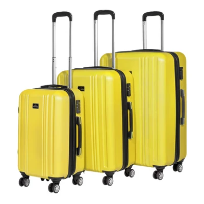 Image of Dellonda 3 Piece ABS Luggage Set with Integrated TSA Approved Combination Lock Yellow