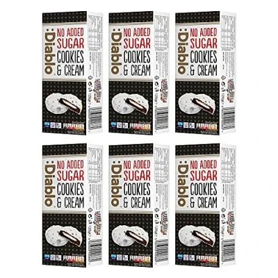 Image of Diablo Dark Cookies with Milk Cream Filling Covered in White Glaze No Added Sugar Sweetened Maltitol Perfect for Gifting 128g (Pack Of 6)