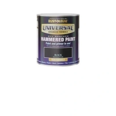 Image of Universal All Surface Brush on Hammered Paint Black 750ml Rust oleum