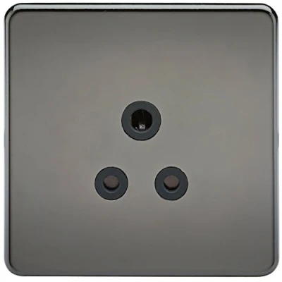 Image of KnightsBridge 1G 5A Screwless Black Nickel Round Pin 230V Unswitched Electrical Wall Socket Insert
