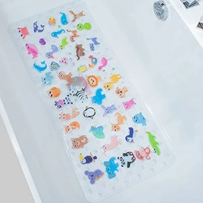 Image of ShineCozy Cartoon Non Slip Bathtub Mat 90 * 40 CM XL Large Size Anti Shower Mats for Floor Tub Mats(Zoo DWY)