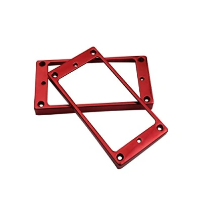 Image of Guyker Curved Bottom Metal Humbucker Pickup Mounting Ring Set Bridge and Neck Pickups Cover Frame Replacement Compatible with Les Paul LP Style Electric Guitar or Precision Bass(2PCS, Rose Red)