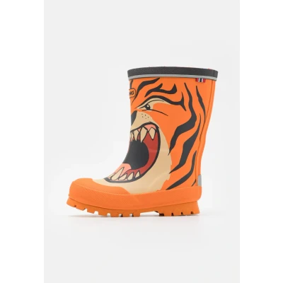 Image of Viking Jolly Unisex Wellies orange/multicoloured for kids, Size: 4, Orange/multi coloured Synthetics